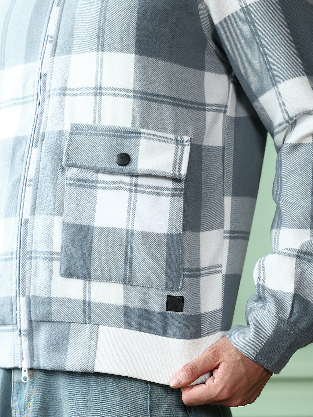 Zip-Front Tartan Bomber Jacket