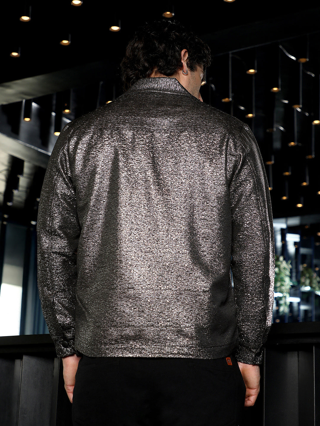 Gleam Utility-Jacquard Bomber Jacket