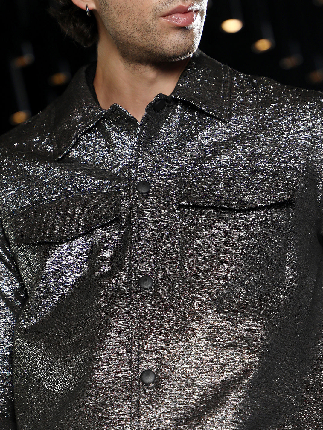 Gleam Utility-Jacquard Bomber Jacket