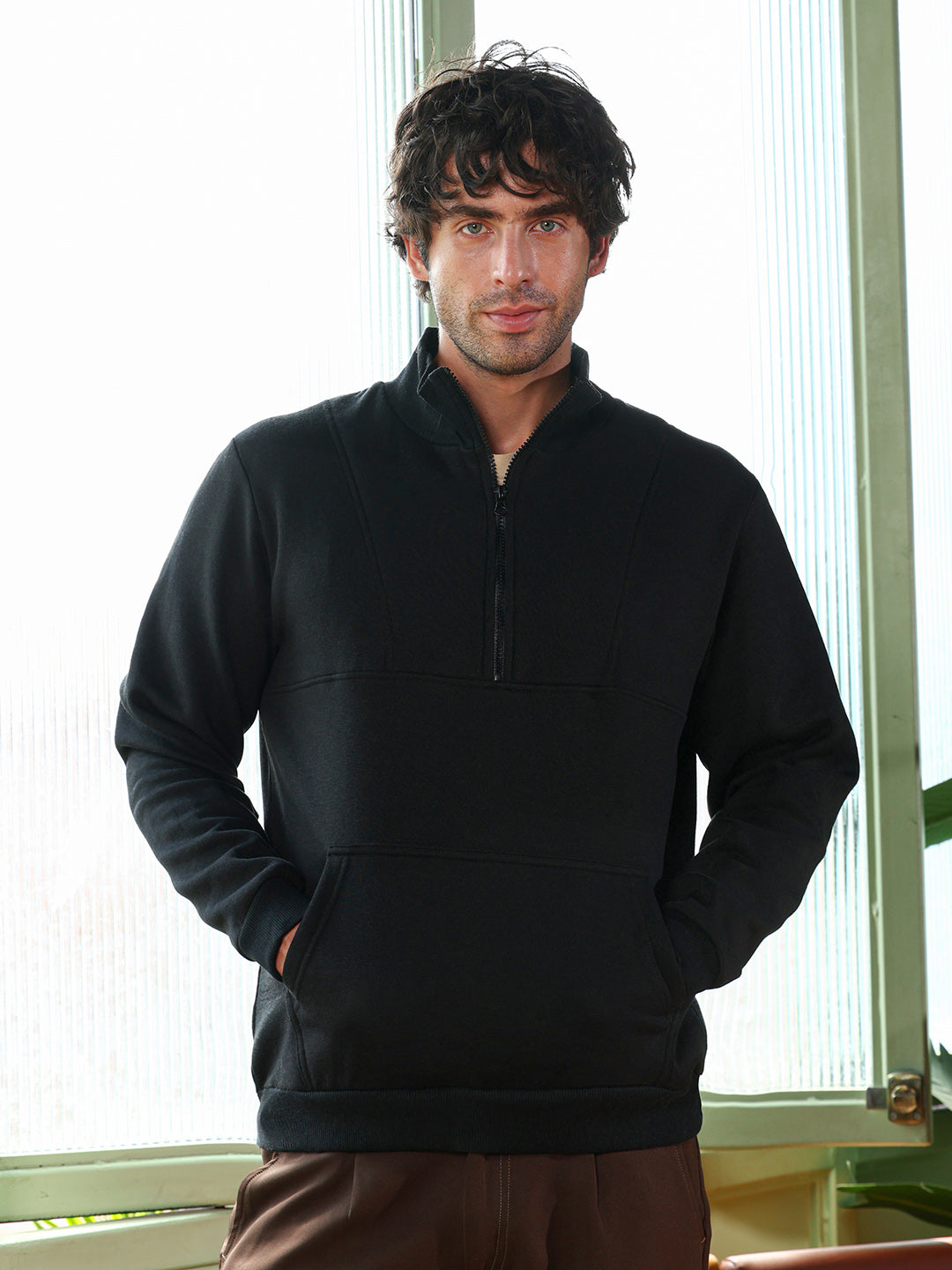 Panel-Stitch Knit Sweatshirt