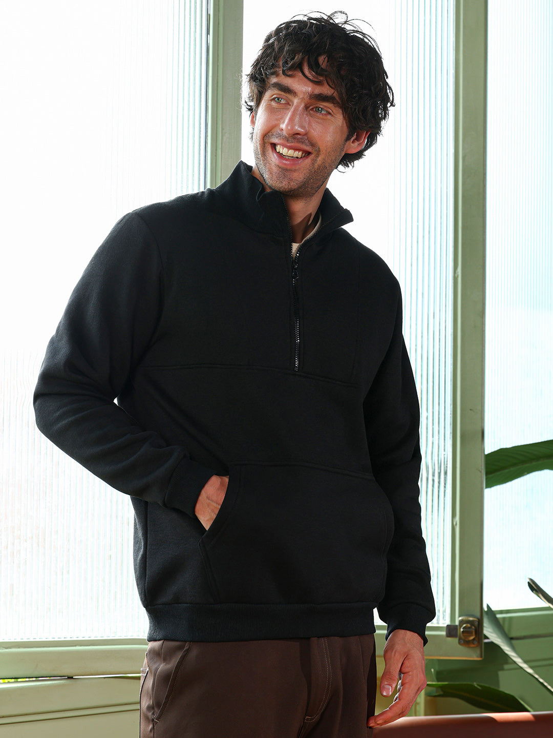 Panel-Stitch Knit Sweatshirt