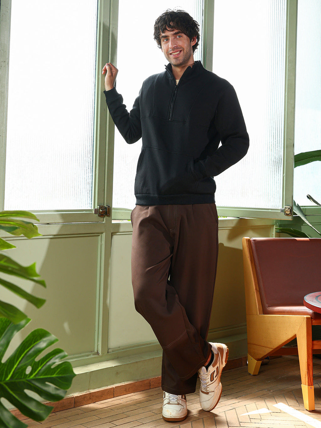 Panel-Stitch Knit Sweatshirt