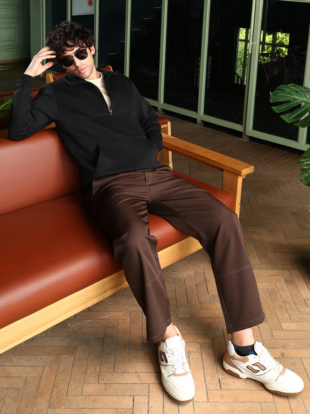 Panel-Stitch Knit Sweatshirt