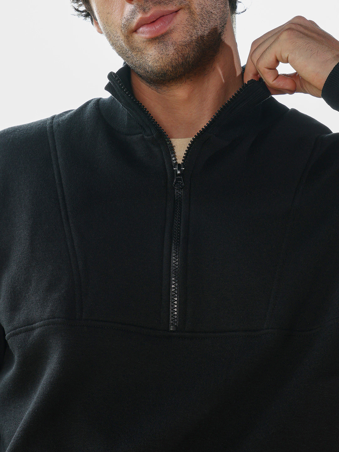 Panel-Stitch Knit Sweatshirt