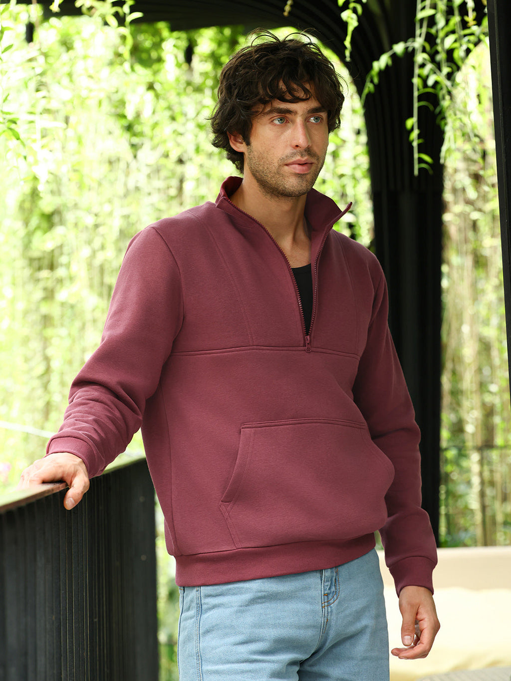 Panel-Stitch Knit Sweatshirt