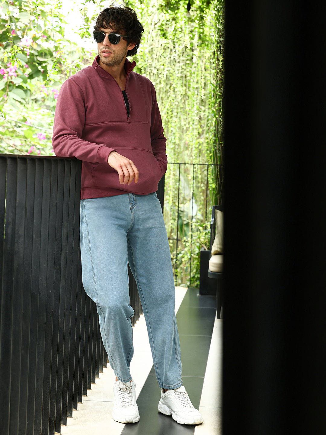 Panel-Stitch Knit Sweatshirt