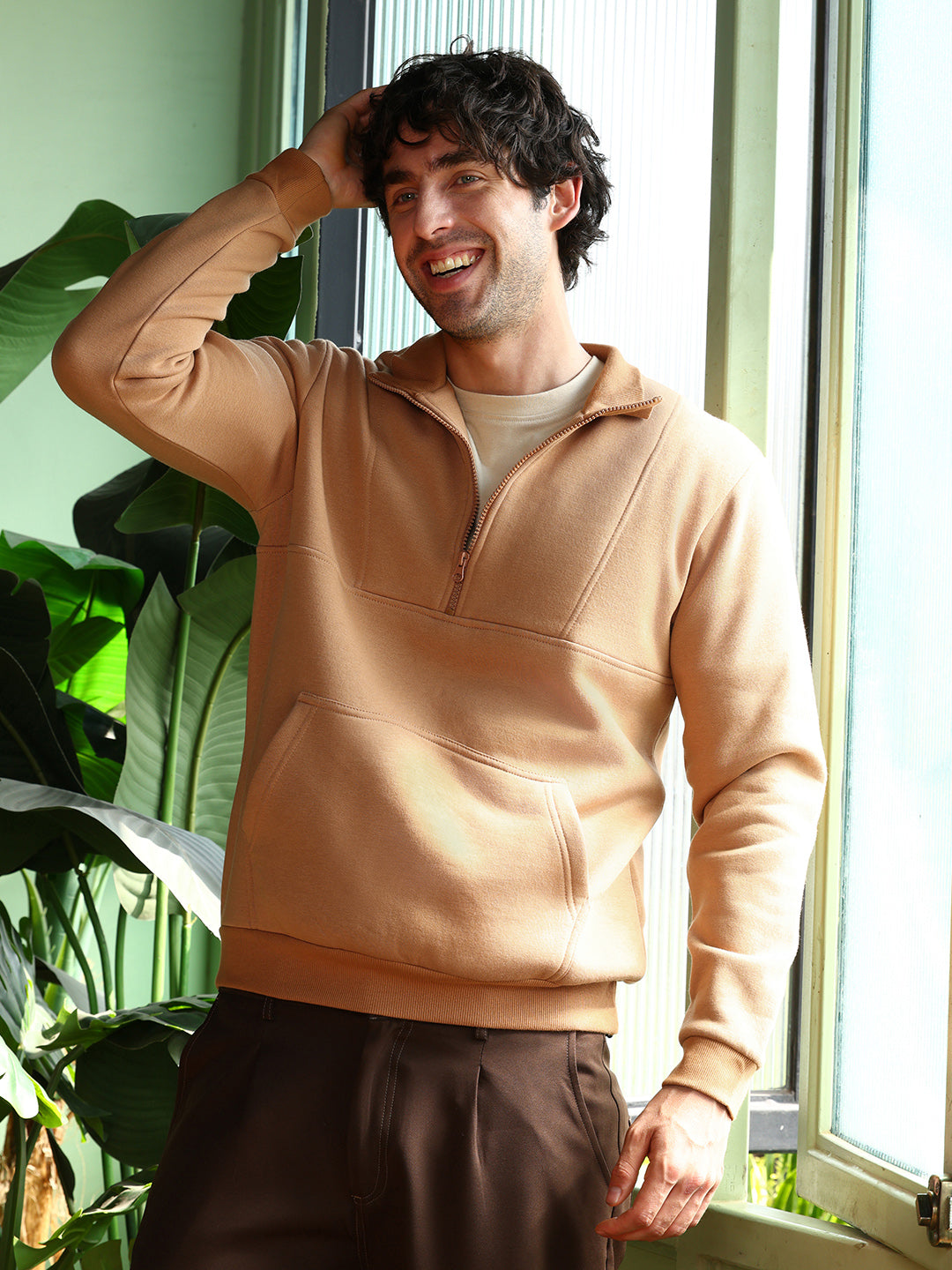 Panel-Stitch Knit Sweatshirt