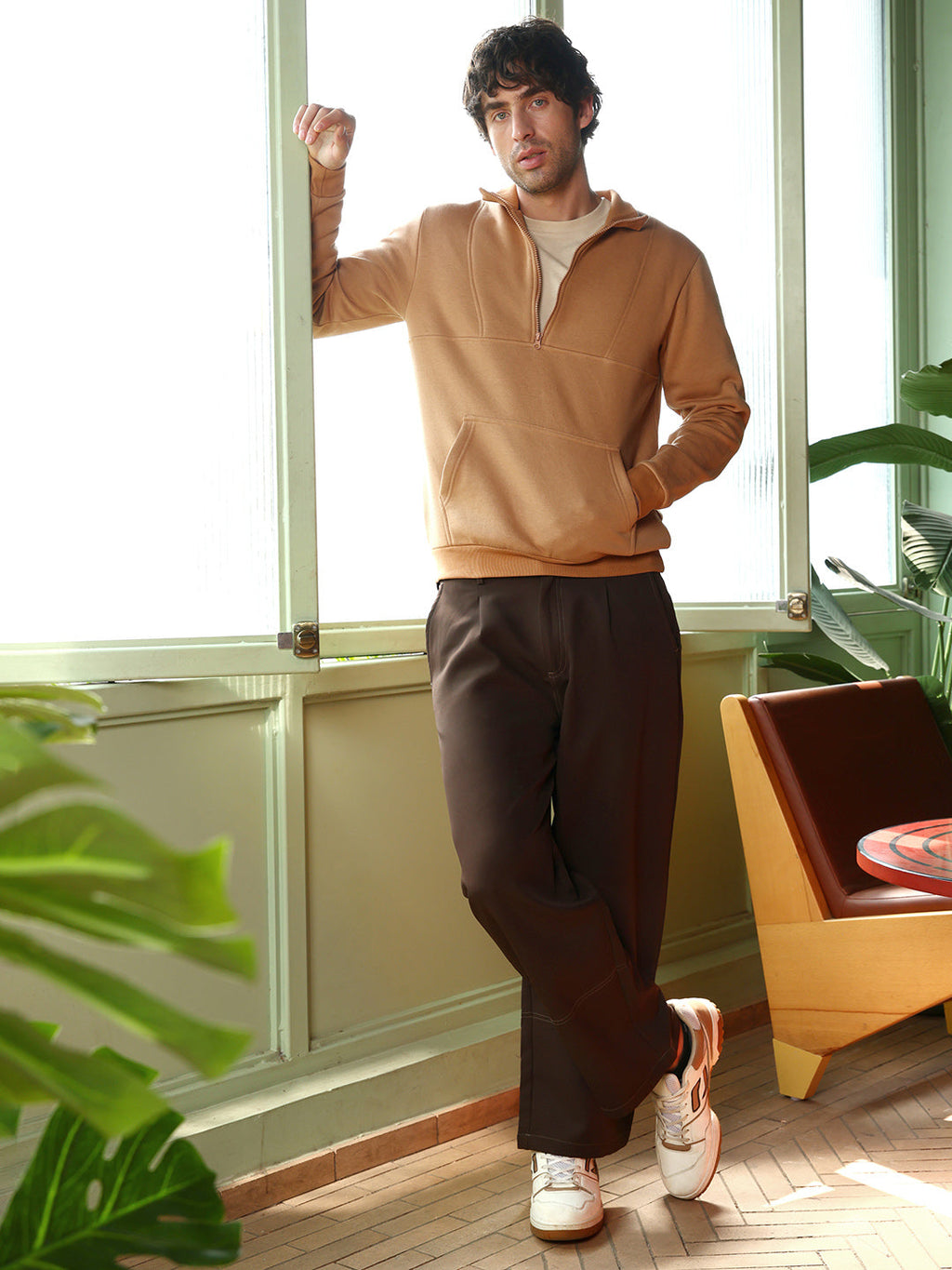 Panel-Stitch Knit Sweatshirt