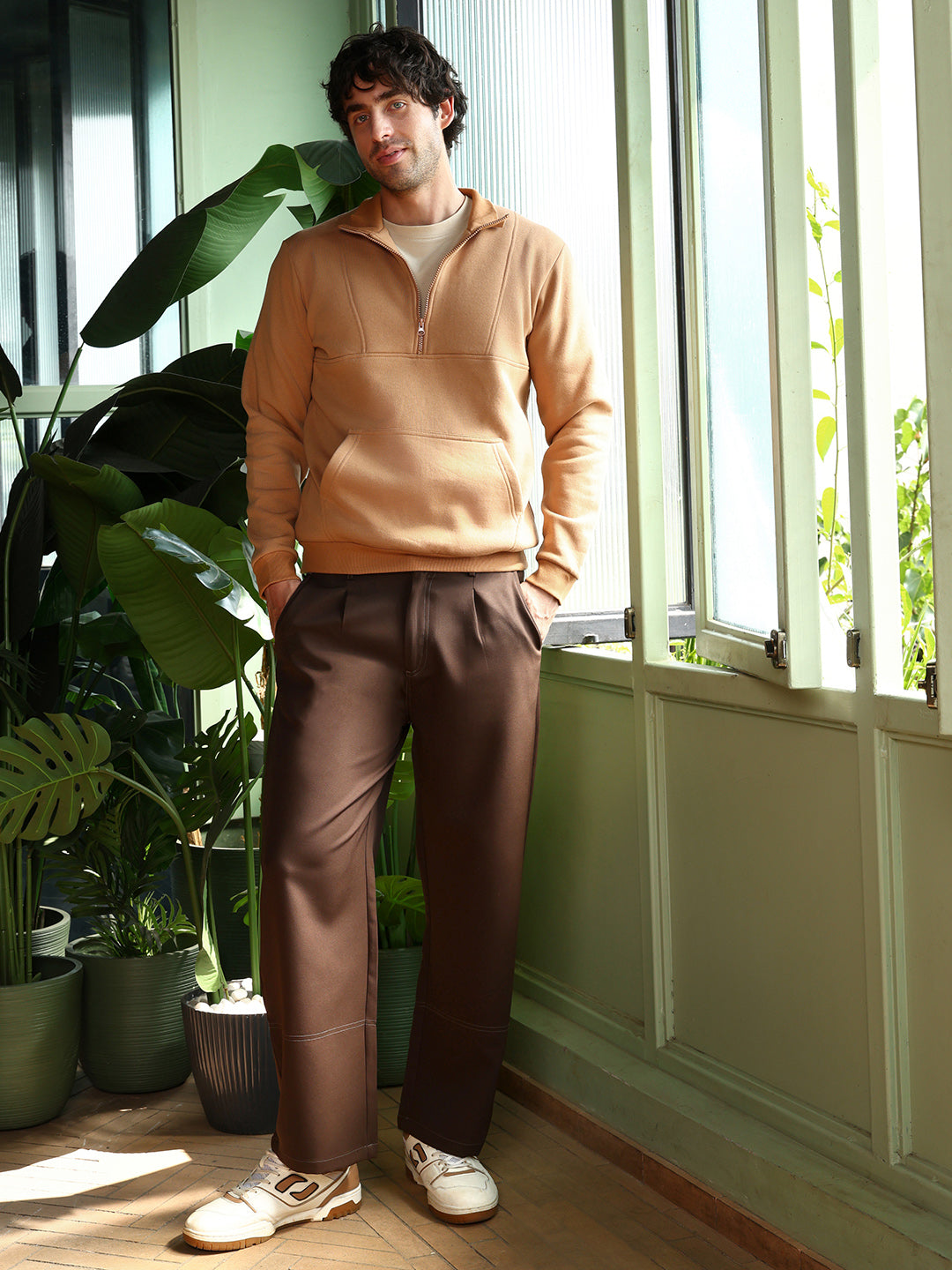 Panel-Stitch Knit Sweatshirt