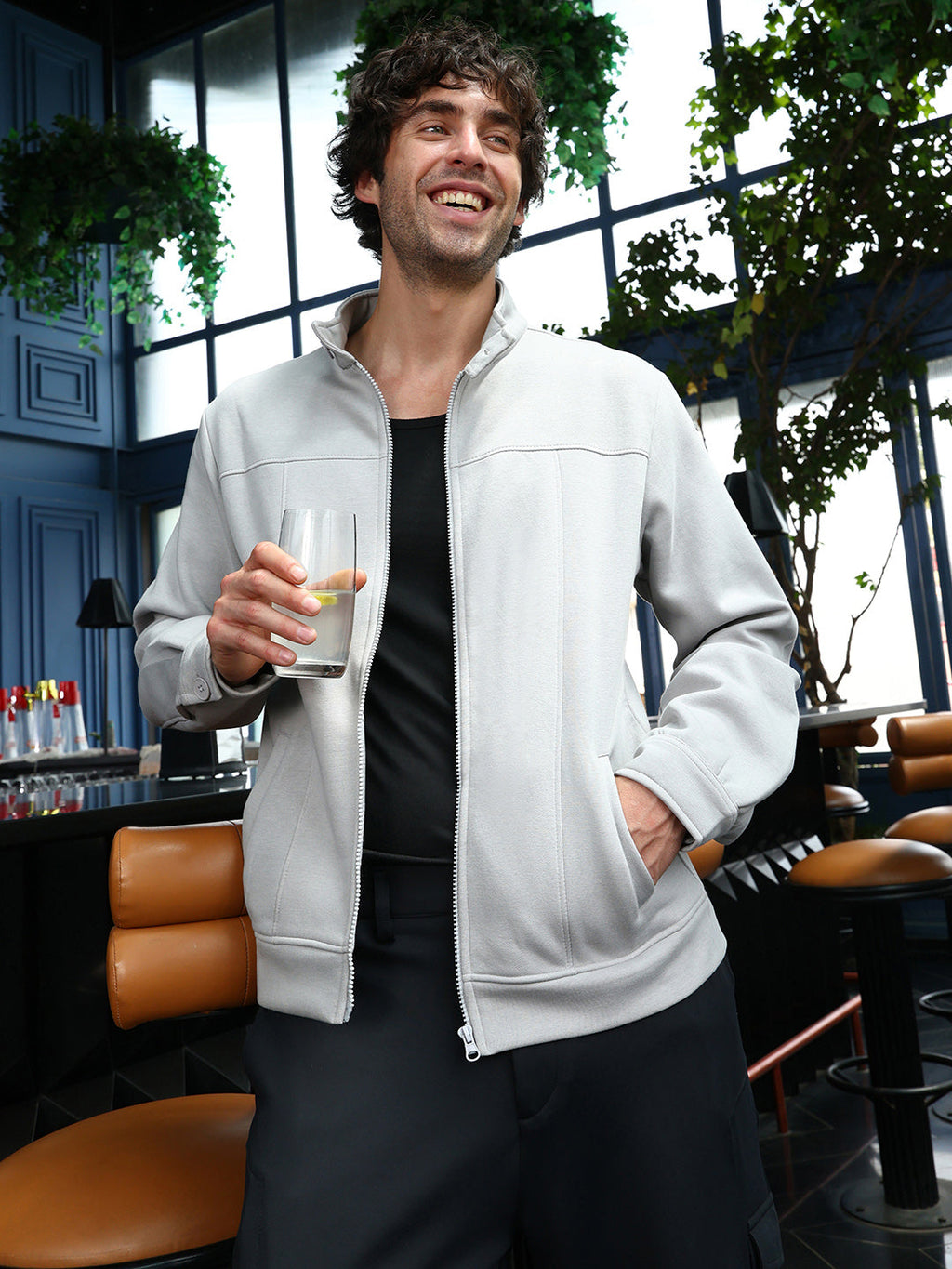 Panel-Stitch Knit Jacket