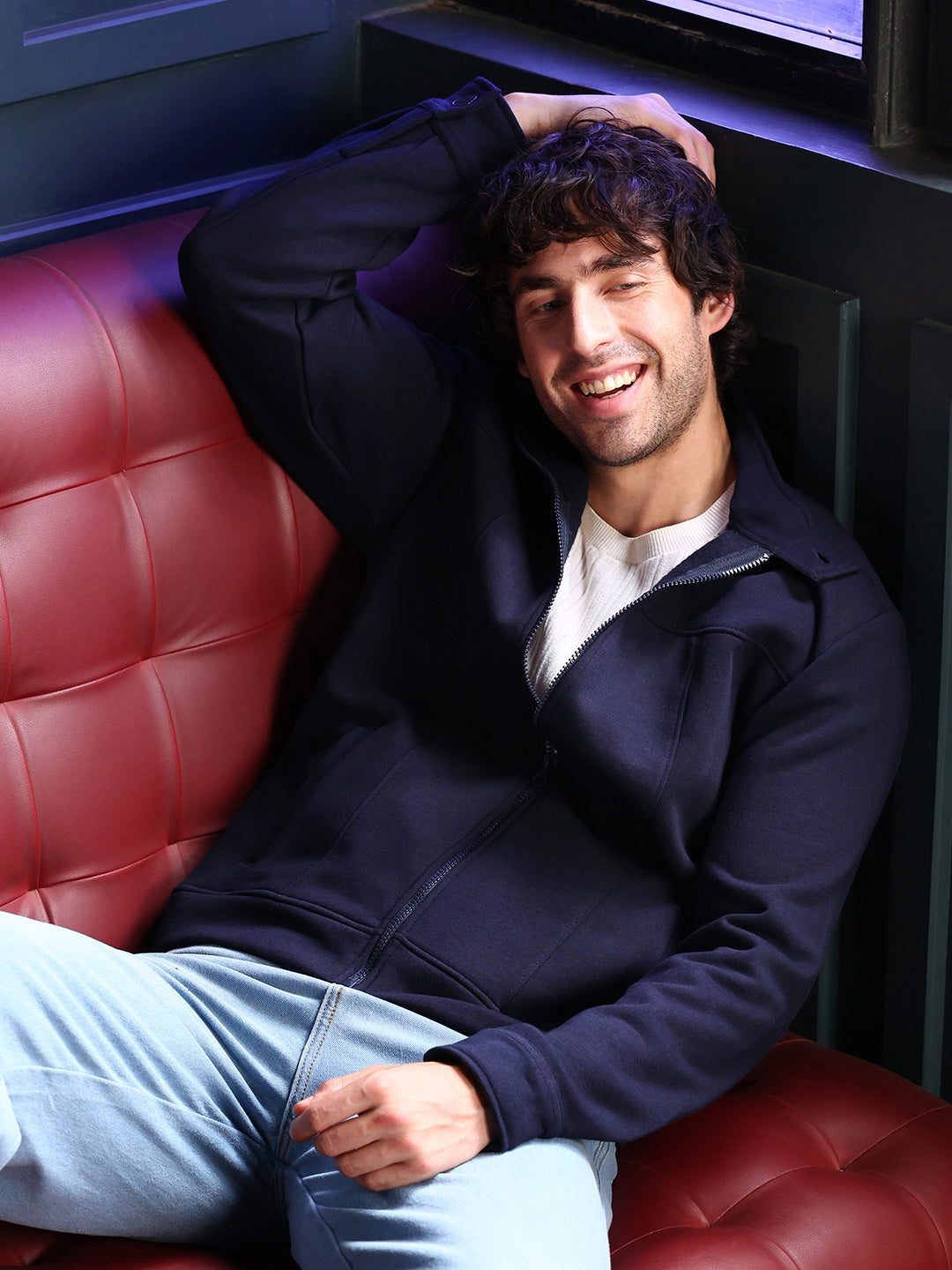 Panel-Stitch Knit Sweatshirt