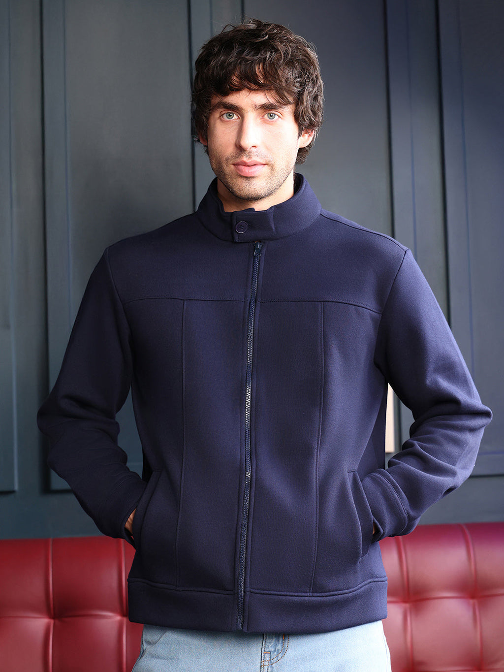 Panel-Stitch Knit Sweatshirt