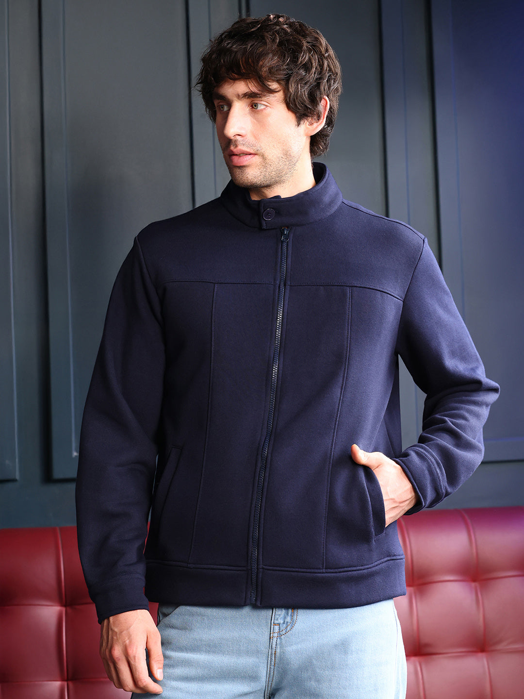 Panel-Stitch Knit Sweatshirt