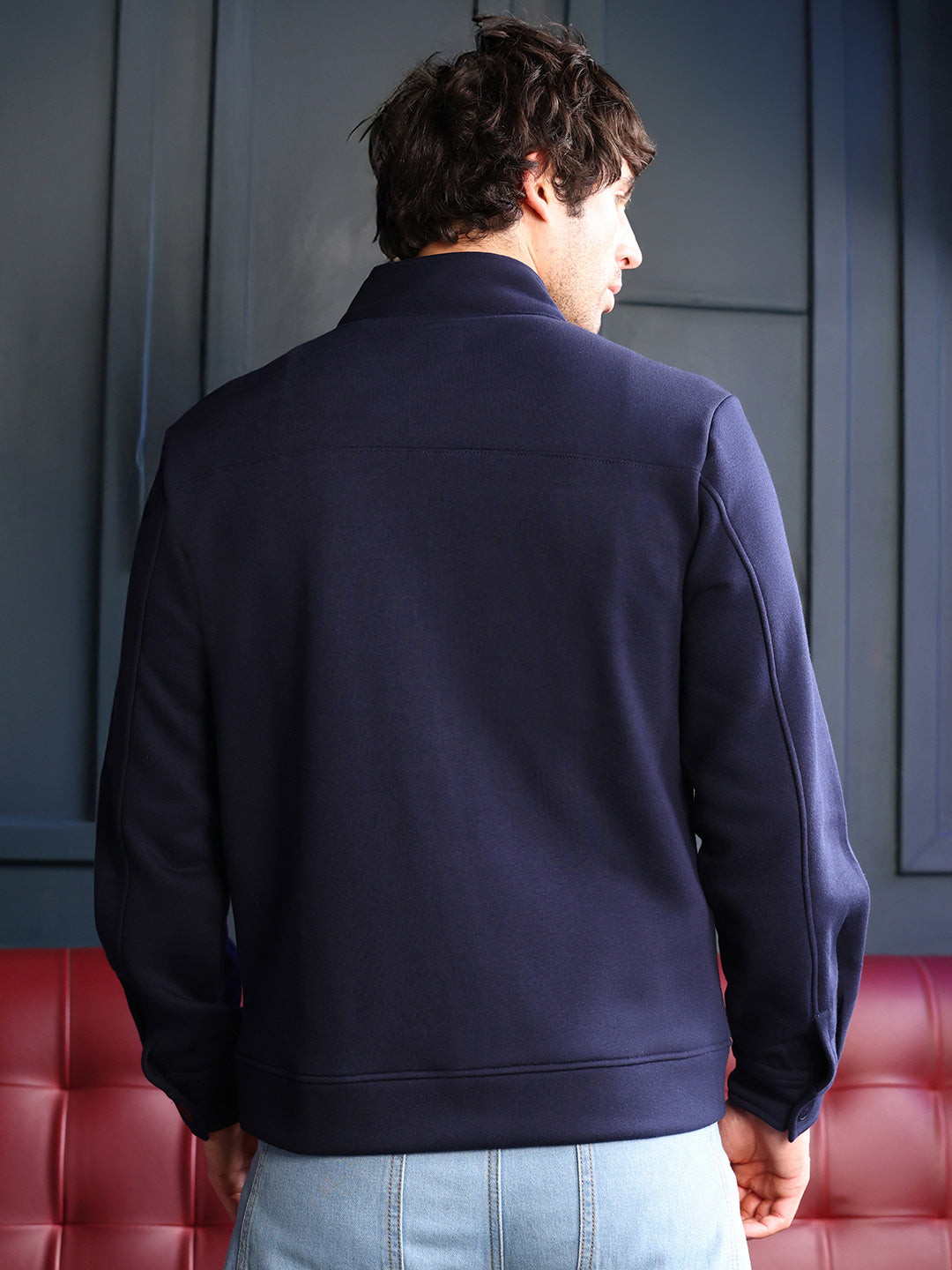 Panel-Stitch Knit Sweatshirt