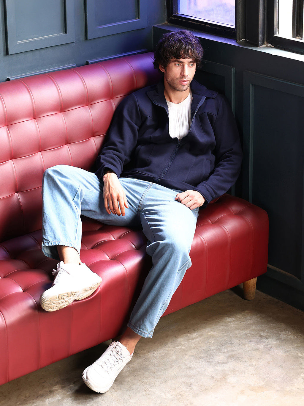 Panel-Stitch Knit Sweatshirt