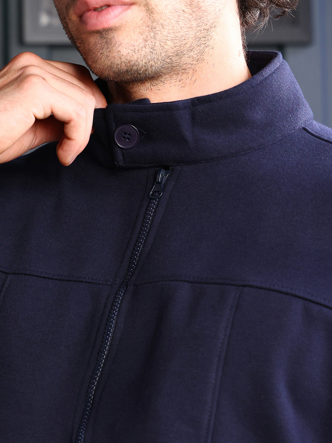 Panel-Stitch Knit Sweatshirt