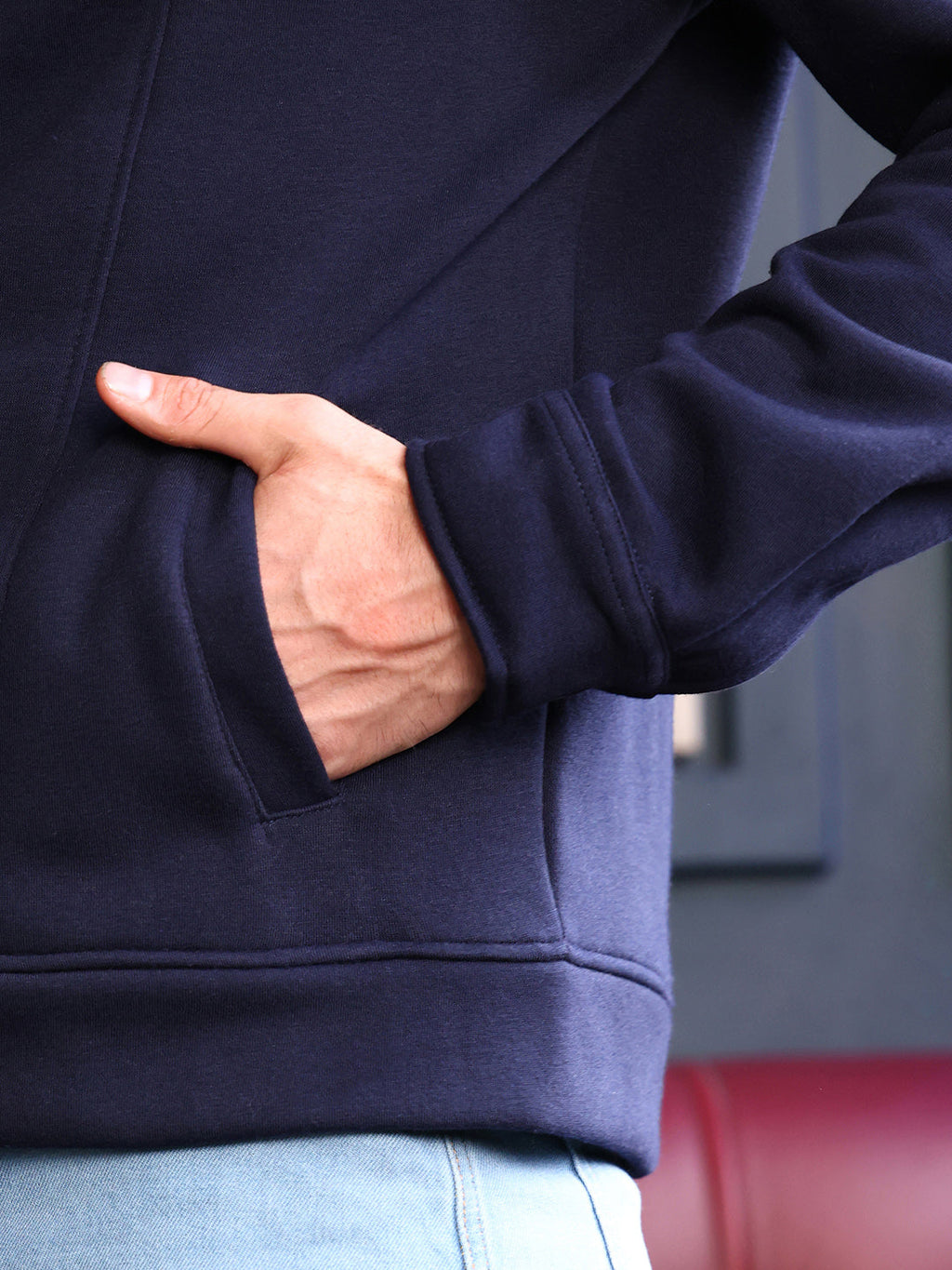 Panel-Stitch Knit Sweatshirt