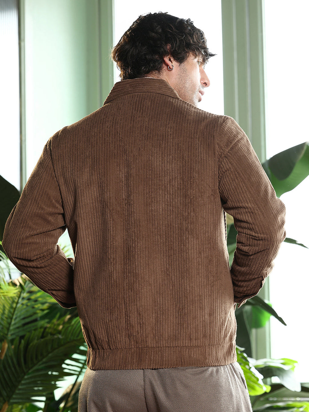 Solid-Corduroy Utility Bomber Jacket