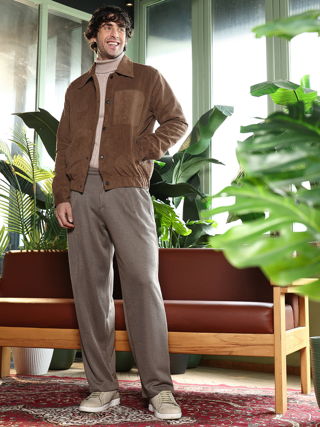 Solid-Corduroy Utility Bomber Jacket