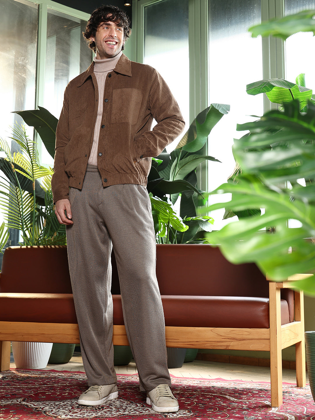 Solid-Corduroy Utility Bomber Jacket