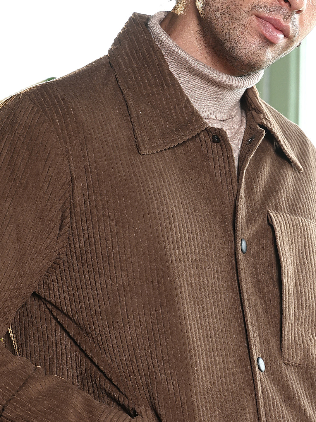 Solid-Corduroy Utility Bomber Jacket