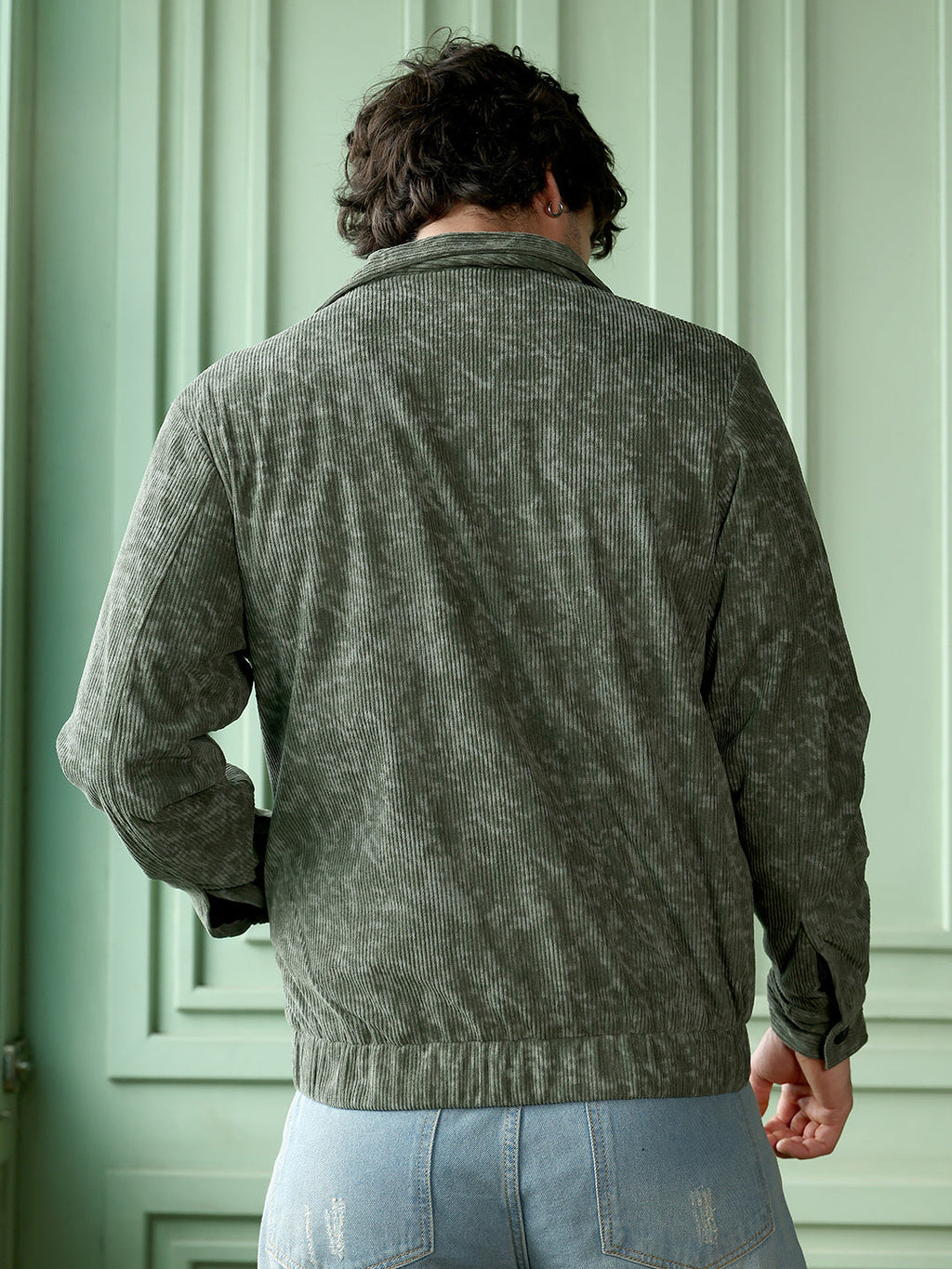 Faded-Corduroy Utility Bomber Jacket