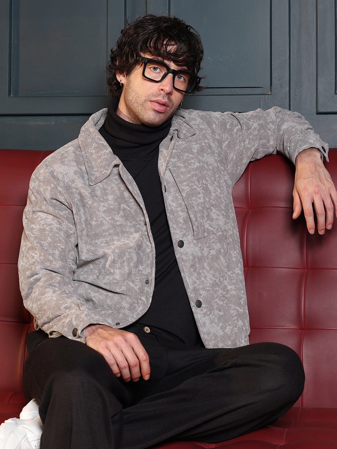 Faded-Corduroy Utility Bomber Jacket