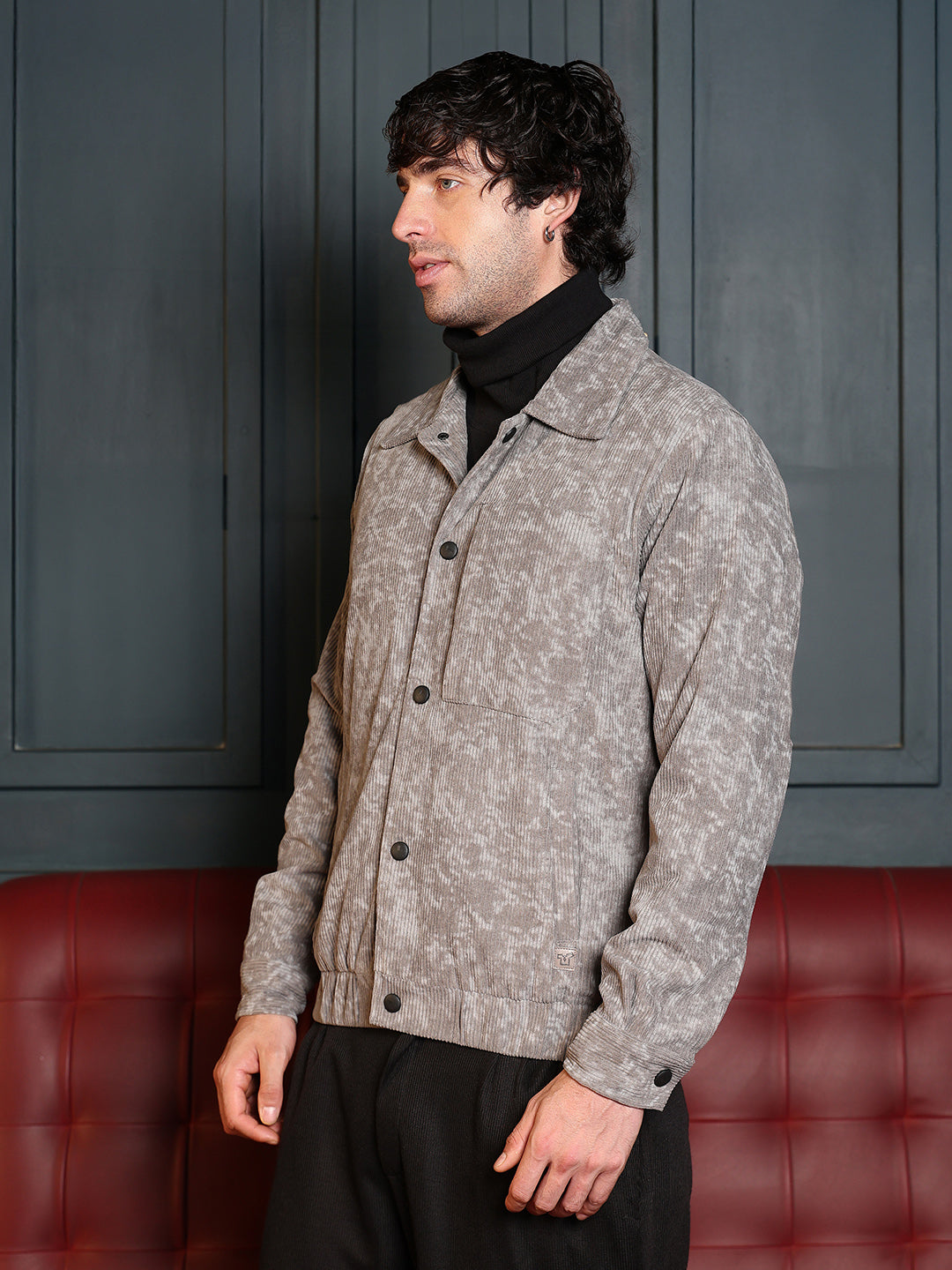 Faded-Corduroy Utility Bomber Jacket