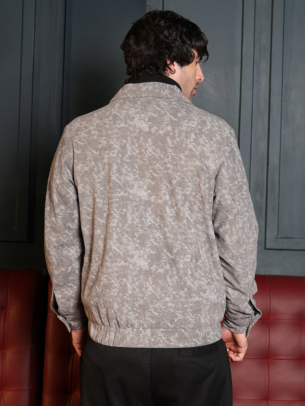 Faded-Corduroy Utility Bomber Jacket