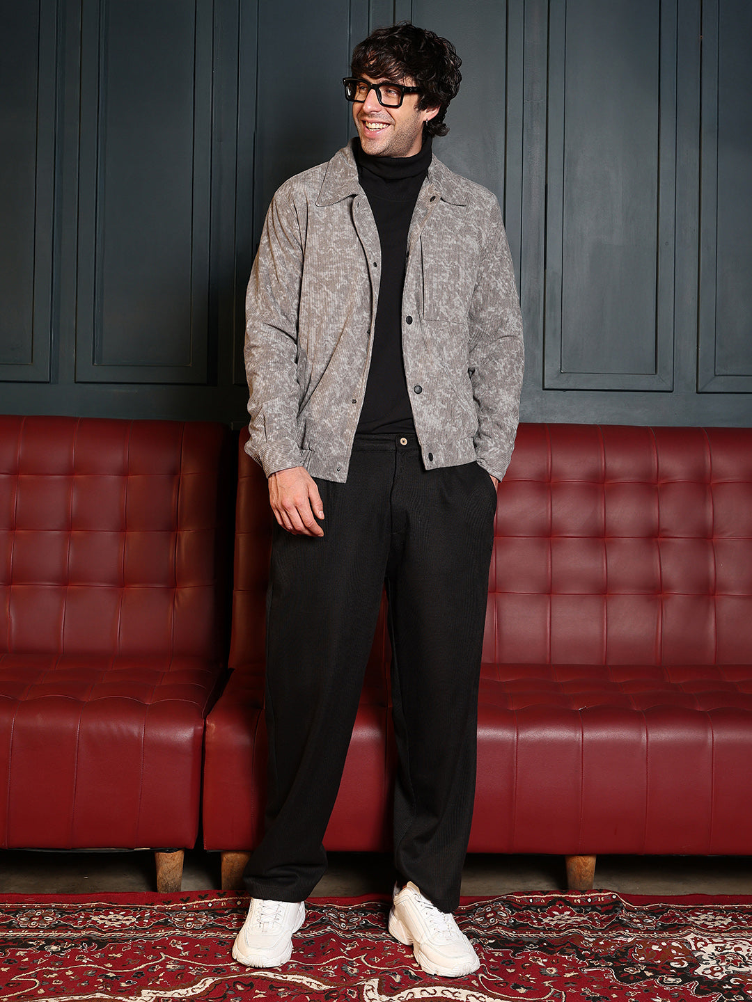 Faded-Corduroy Utility Bomber Jacket