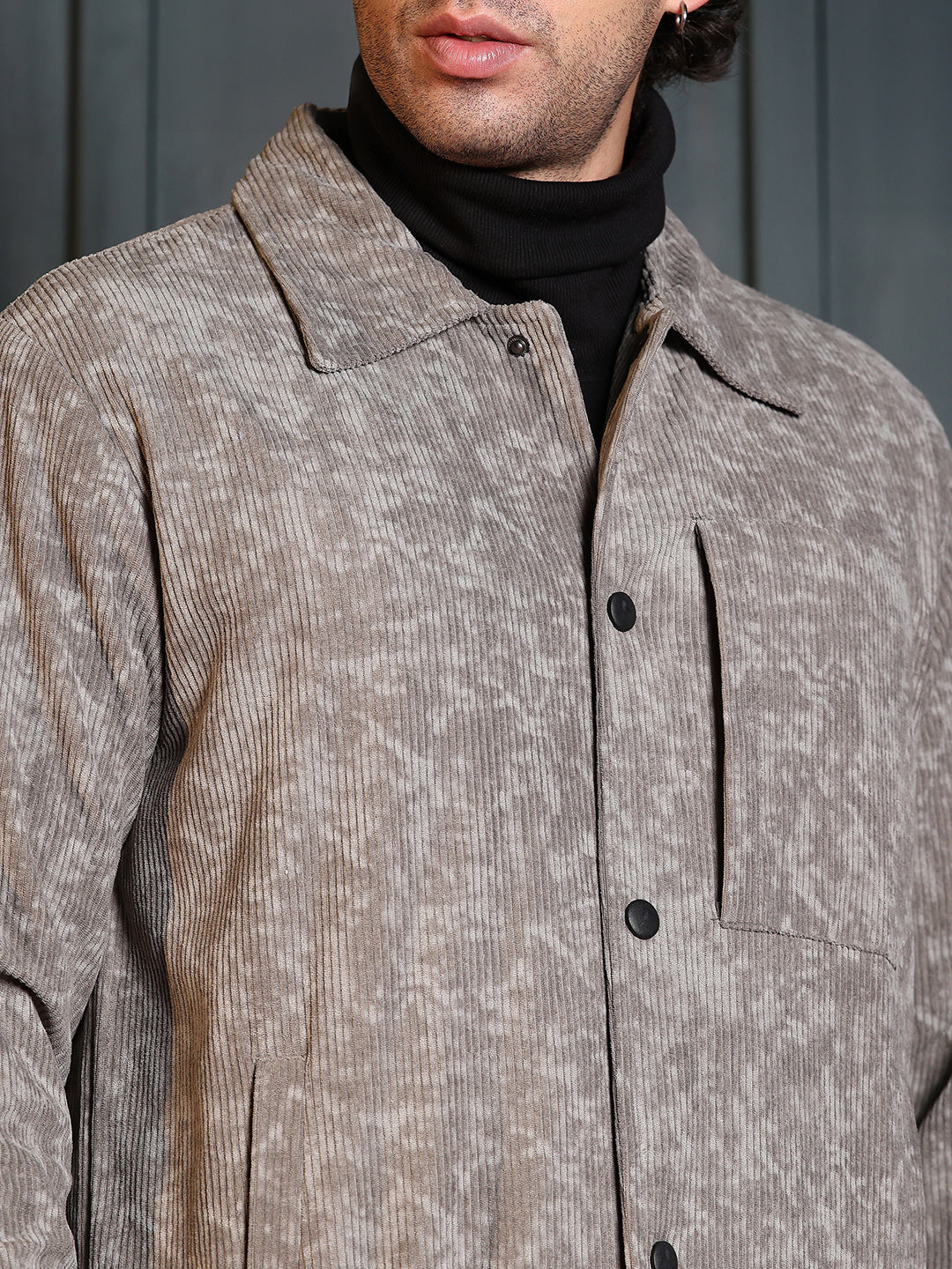 Faded-Corduroy Utility Bomber Jacket