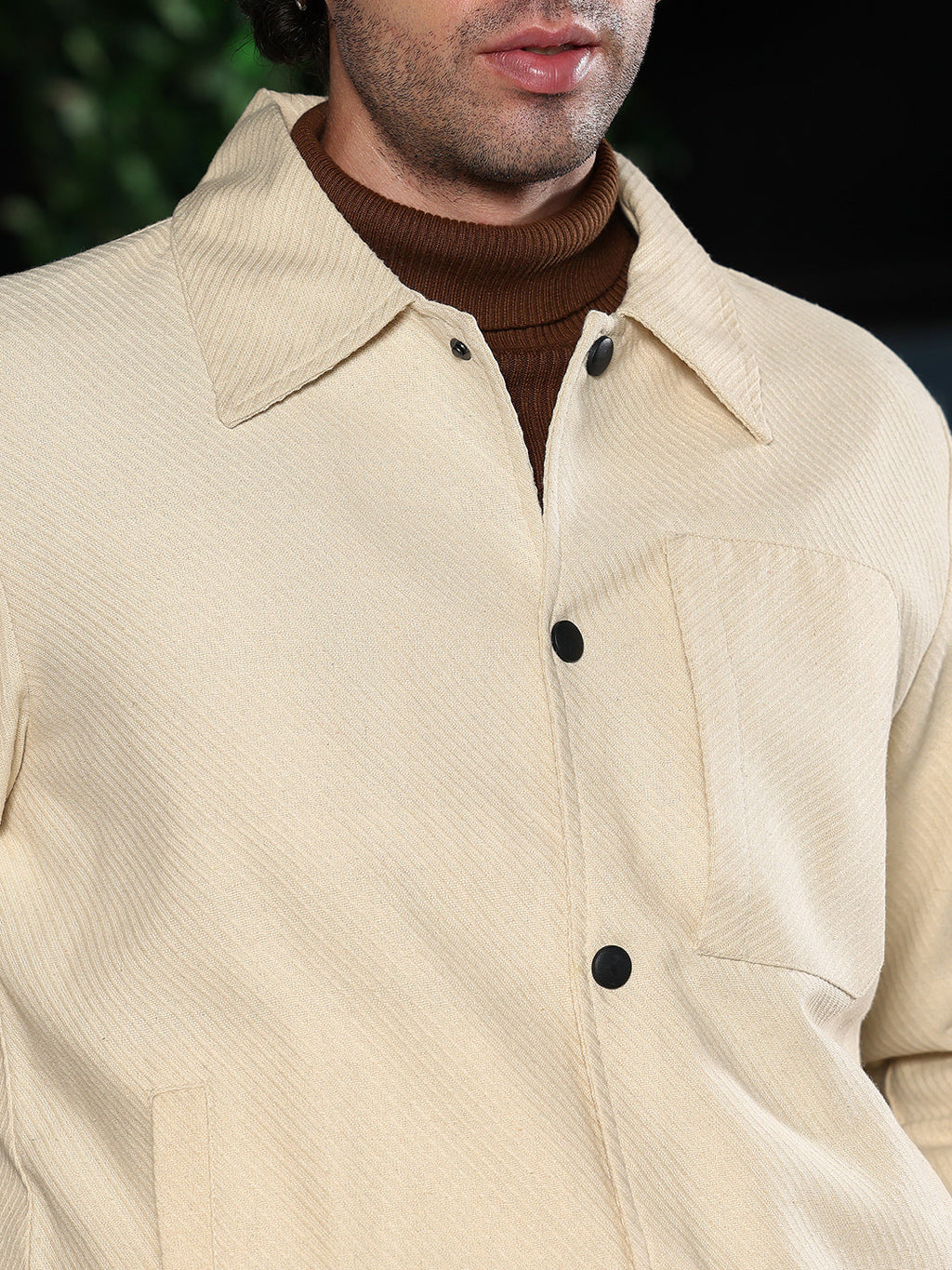 Lined-Jacquard Utility Bomber Jacket