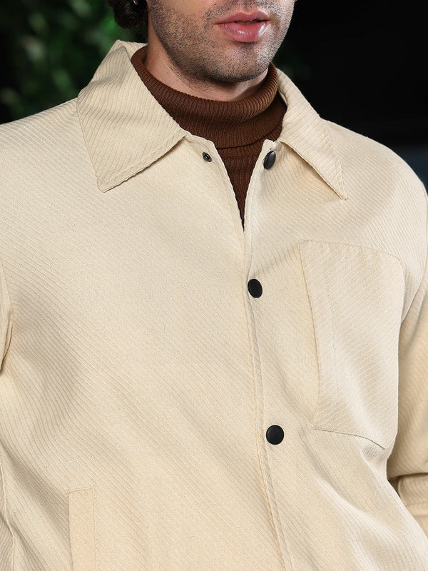 Lined-Jacquard Utility Bomber Jacket
