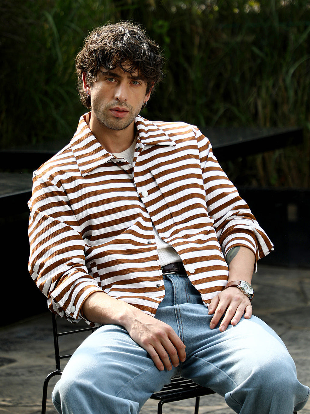 Candy-Striped Utility Bomber Jacket