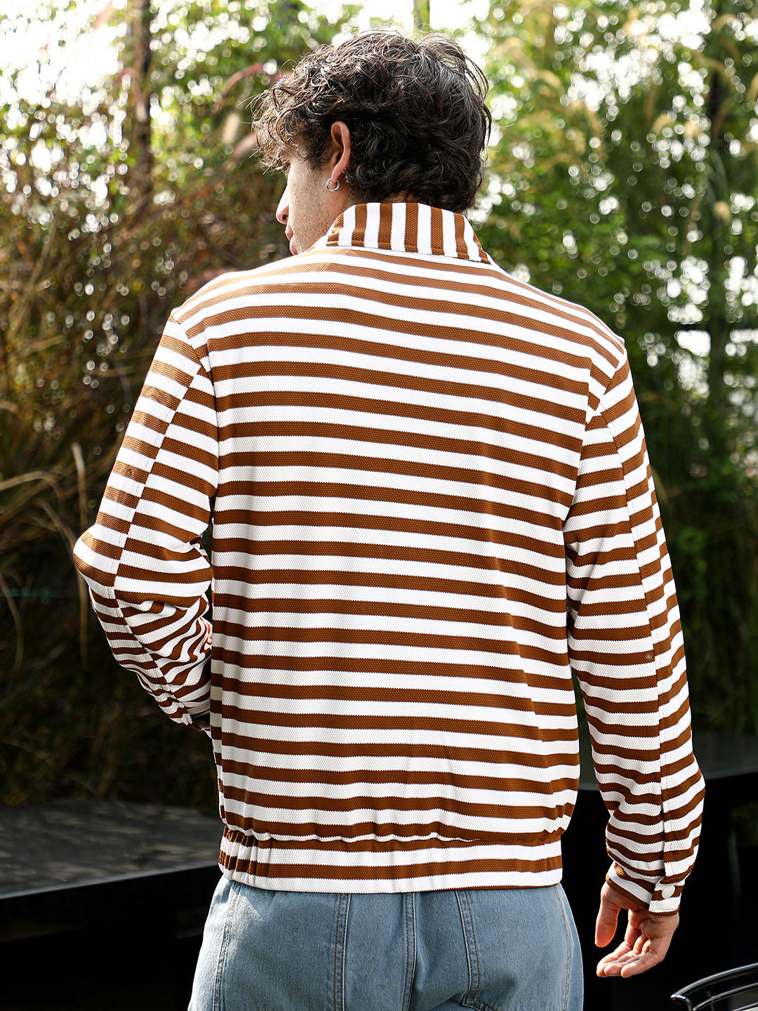 Candy-Striped Utility Bomber Jacket