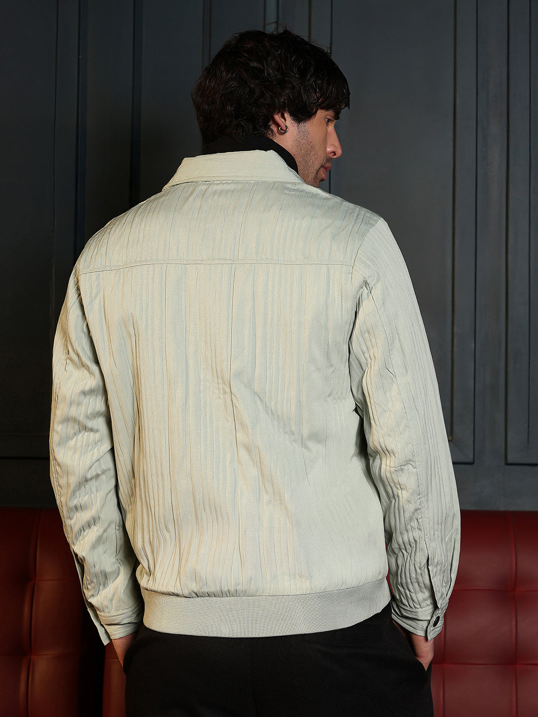 Zip-Front Crushed-Tactile Jacket