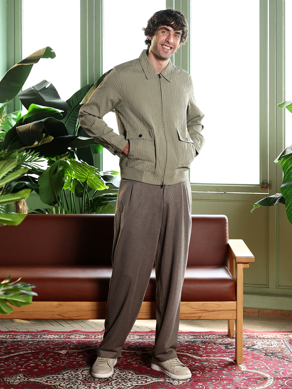 Zip-Front Crushed-Tactile Jacket