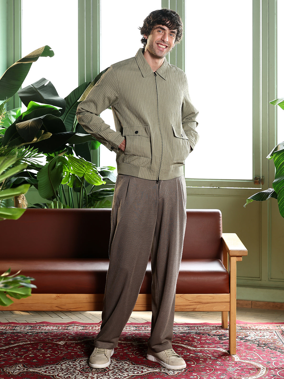 Zip-Front Crushed-Tactile Jacket