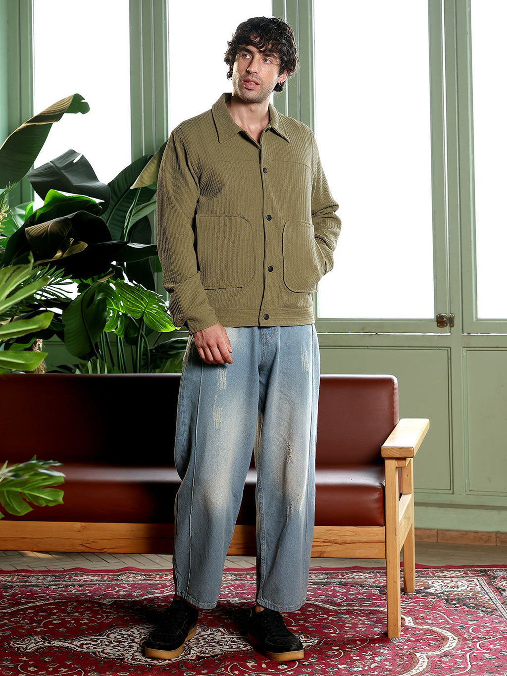 Crease-Tactile Panelled Jacket