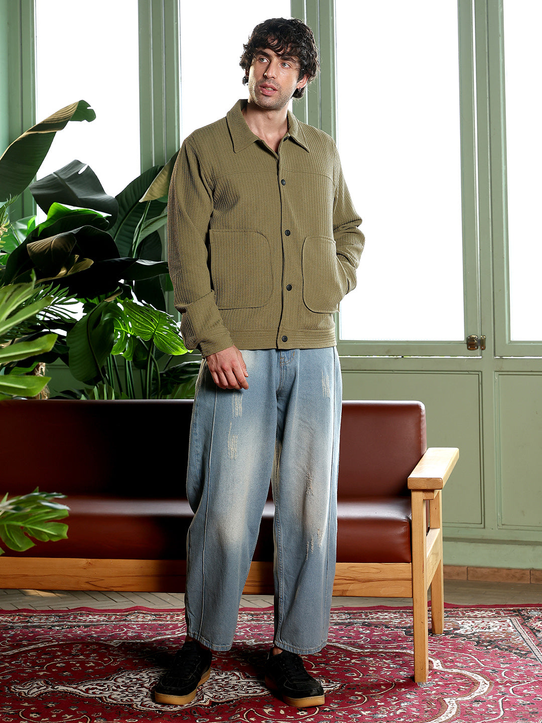 Crease-Tactile Panelled Jacket