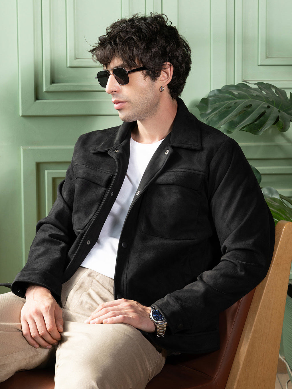 Panelled-Utility Suede Jacket