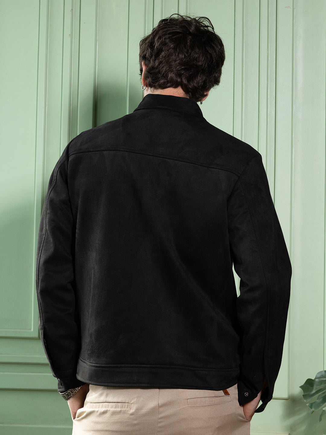 Panelled-Utility Suede Jacket