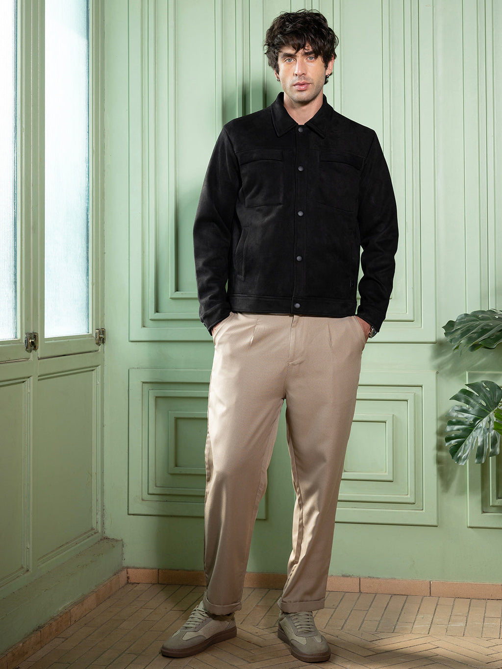 Panelled-Utility Suede Jacket