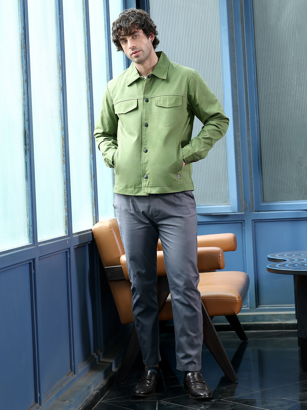 ₹1,799 | Campus Sutra Men's Dark Pistachio Utility-Twill Jacket