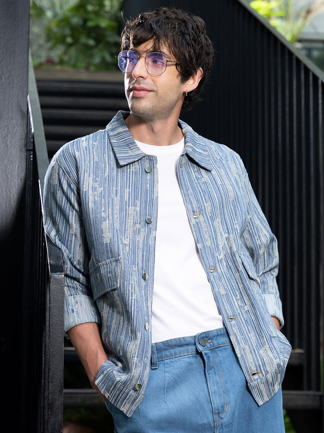 Relaxed Jacquard-Denim Jacket