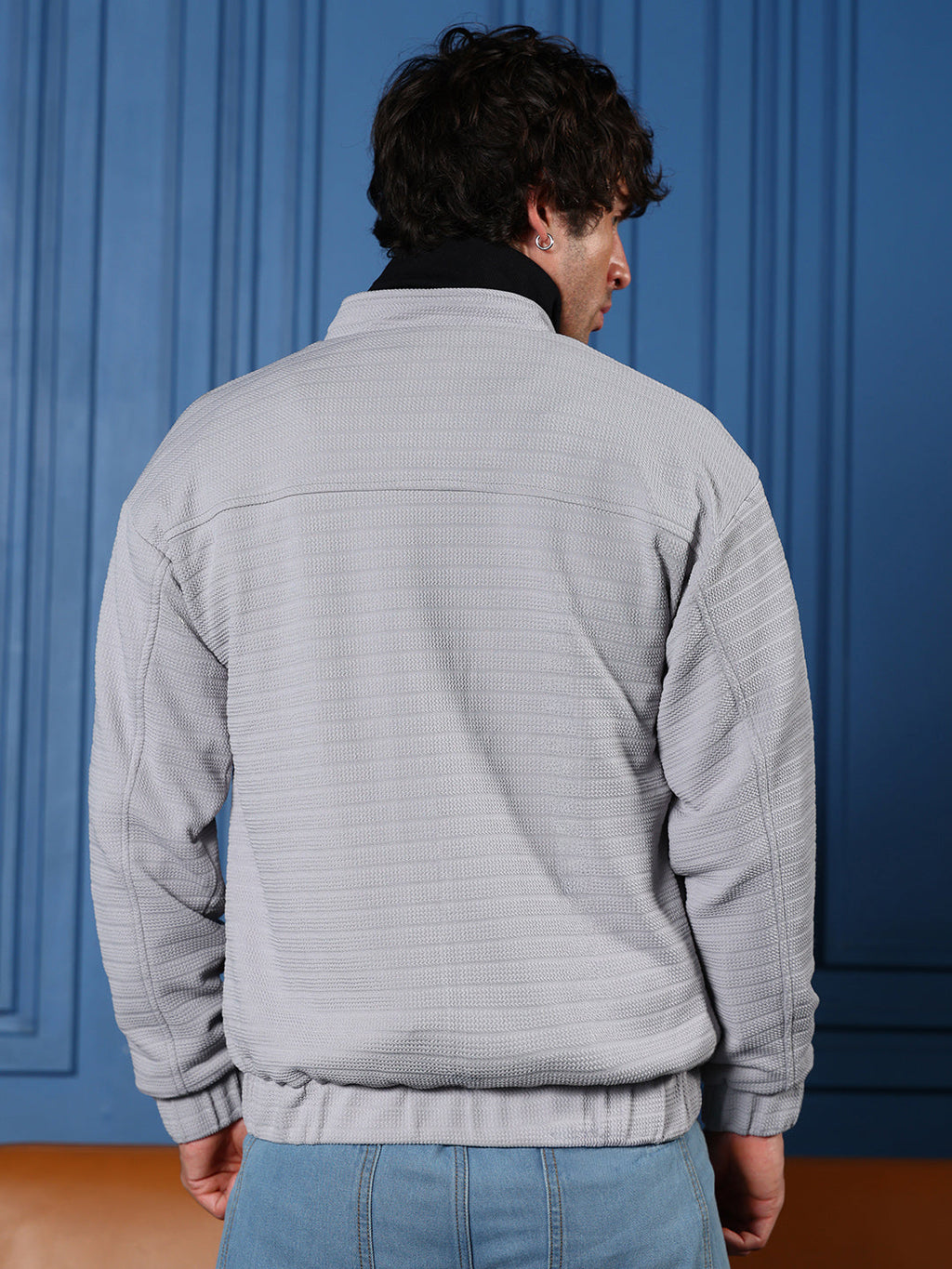 Chevron Panel-Tactile Bomber Jacket