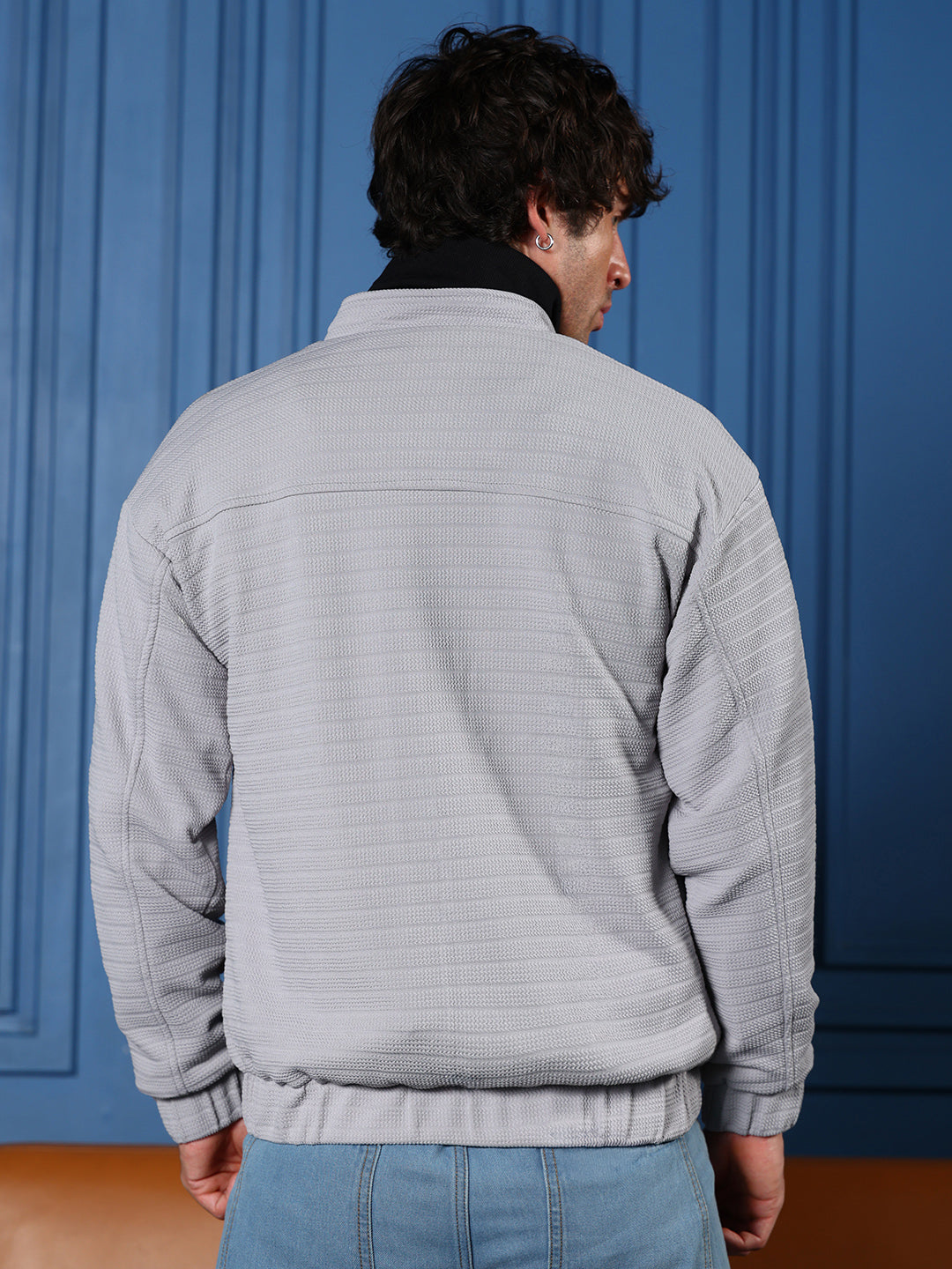 Chevron Panel-Tactile Bomber Jacket