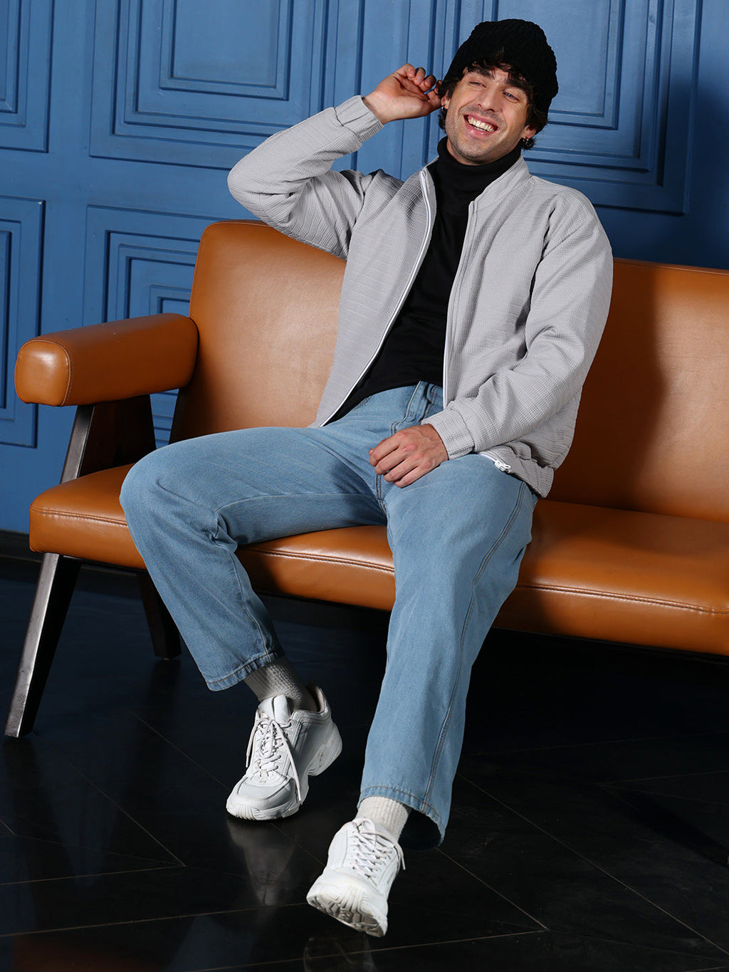 Chevron Panel-Tactile Bomber Jacket