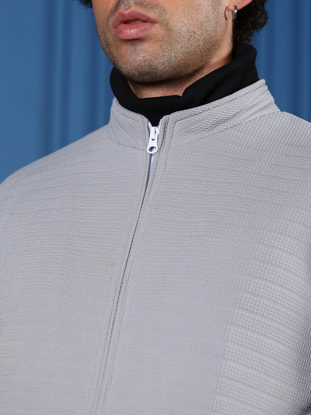 Chevron Panel-Tactile Bomber Jacket