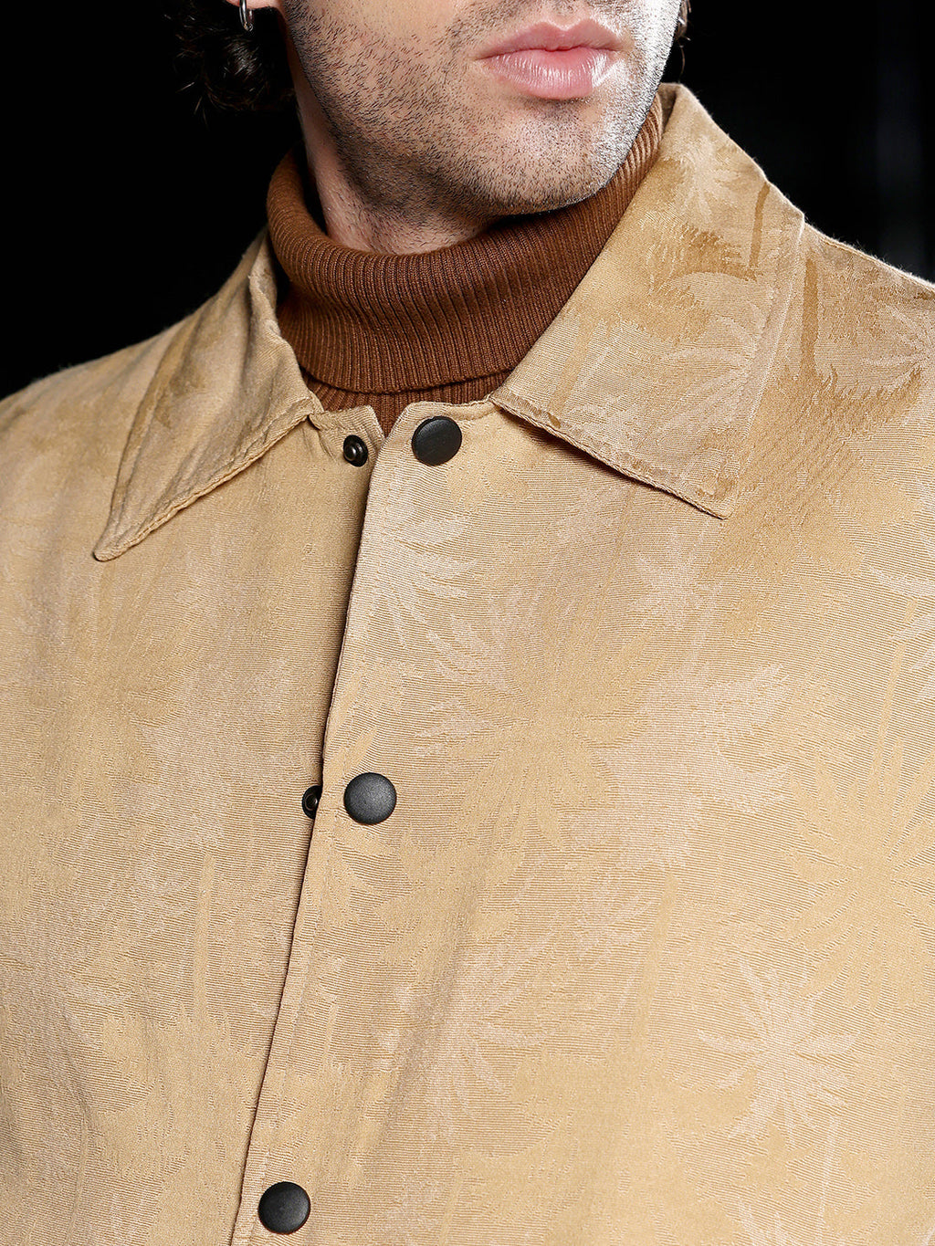 Palm-Jacquard Bomber Jacket